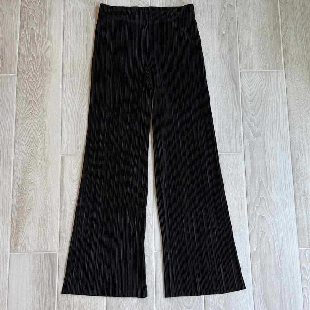 Rachel Zoe Black Plisse Wide Leg Pants